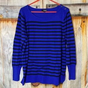 A.N.A. Stretchy Lightweight Striped Sweater 1X
